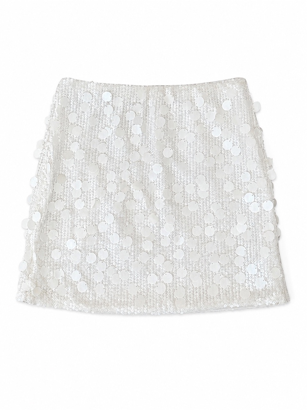 White Sequin Mini Skirt